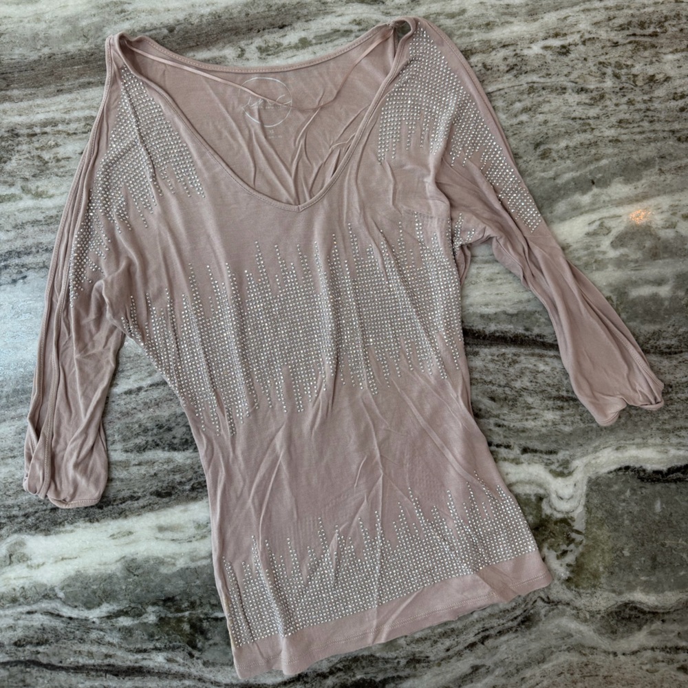 INC International Concepts Elegant Mauve Rhinestone Embellished Women's Top